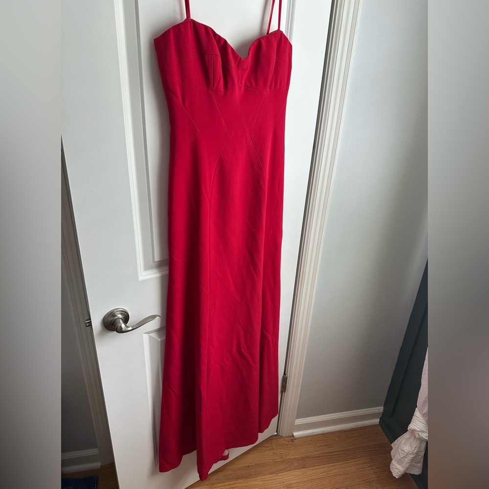 BCBGMaxAzria Red Strapless Floor-Length Gown - Picture 5 of 14